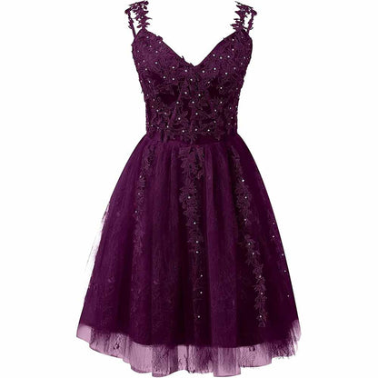 Lace Applique Fairy Homecoming Dresses Short Prom Party Dress Tulle Mini Dress