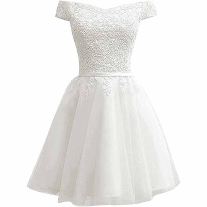 Homecoming Dresses for Teens Lace Short Prom Dress Off The Shoulder Prom Dress