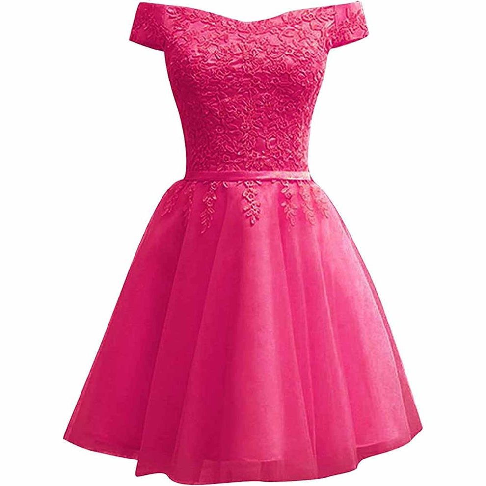 Homecoming Dresses for Teens Lace Short Prom Dress Off The Shoulder Pr ...