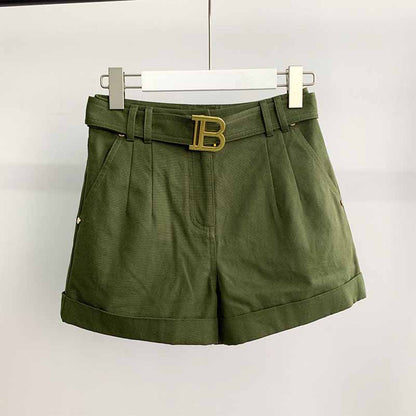 Women High Waist Belted Maze Pattern Shorts 6 colors