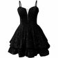 Teens Sequin Prom Dresses Spaghetti Straps Sparkly Short Homecoming Cocktail Dresses