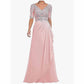 Chiffon Lace Mother of Bride dresses Short Sleeve Bridesmaid Dress Zipper/lace Up Event Maxi Dress