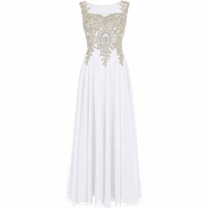 Women Crystals Silver Lace A Line Sheer Back Formal Long Prom Evening Dresses