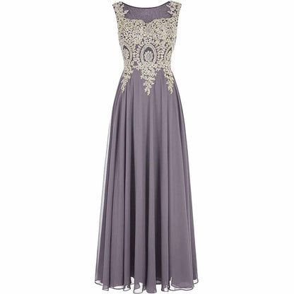 Women Crystals Silver Lace A Line Sheer Back Formal Long Prom Evening Dresses