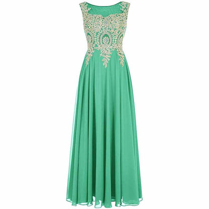 Women Crystals Silver Lace A Line Sheer Back Formal Long Prom Evening Dresses