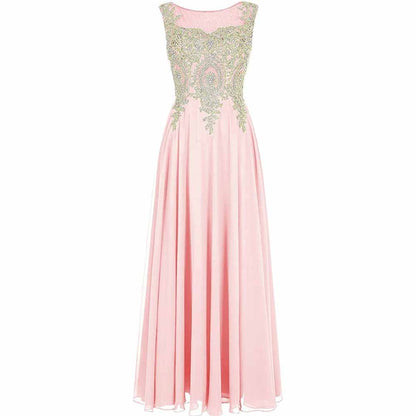 Women Crystals Silver Lace A Line Sheer Back Formal Long Prom Evening Dresses