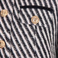 Women Luxury Stripe Fitted Blazer Golden Buttons Coat