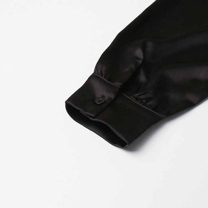 Long Sleeve Satin Feather-Trimmed Mini Dress Wrap Cocktail Dress