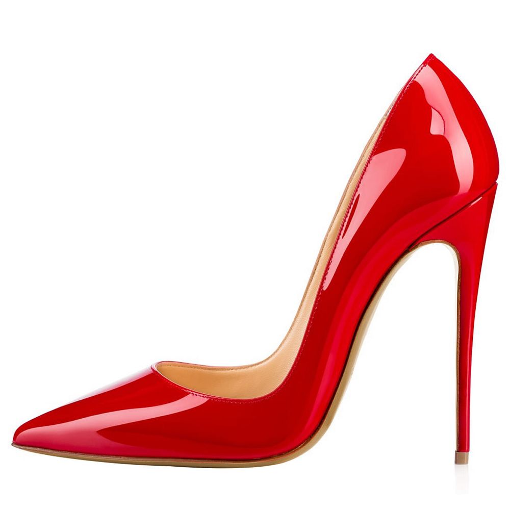 Solid color high heels wedding in vibrant red with a sleek pointed toe design