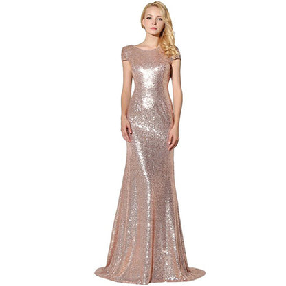 Elegant sparkly wedding ball gown with a fitted silhouette and shimmering sequins for a glamorous bridal look