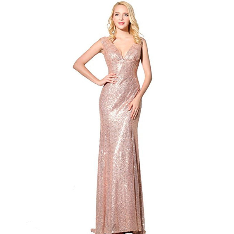 Elegant sparkly wedding ball gown by sd-hk featuring a flattering deep V neckline and fitted silhouette