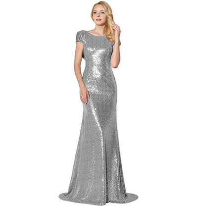 Elegant sparkly wedding ball gown with a fitted silhouette and shimmering sequins for a glamorous look