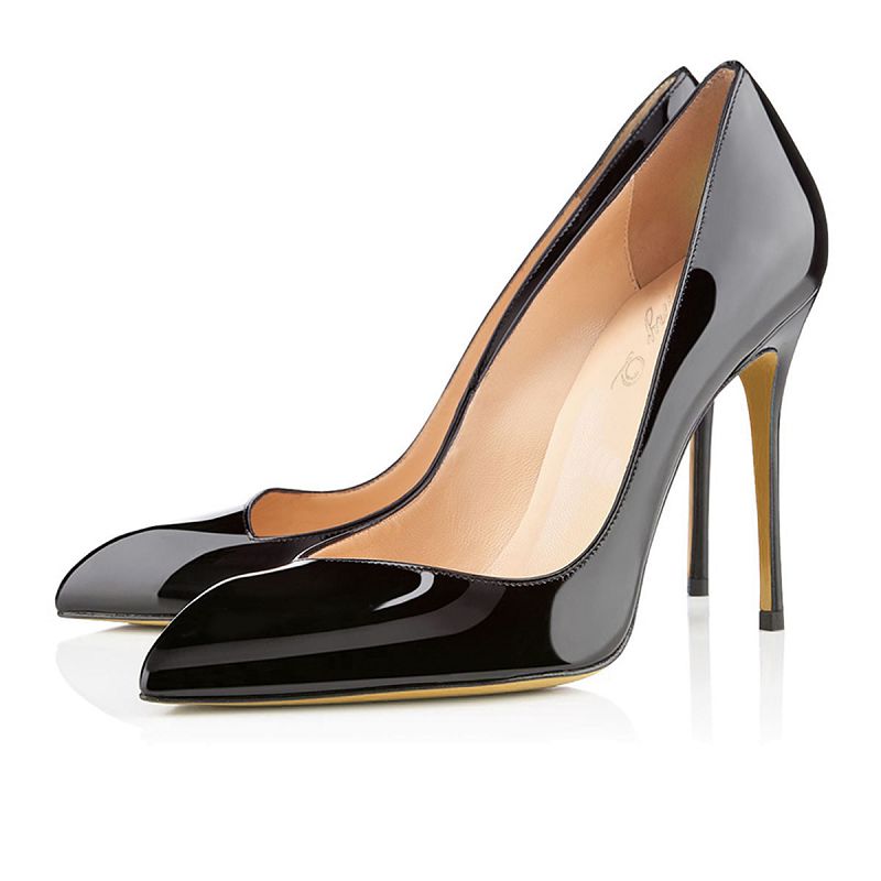 Elegant black stiletto heels for prom and weddings with a sleek pointed toe design