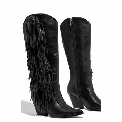 Stylish country boots for prom with fringe detailing and a sleek design from sd-hk