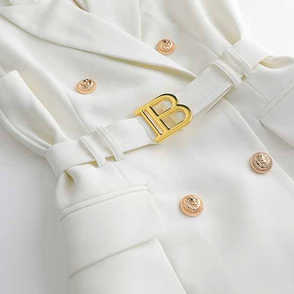 Double Breasted Gold Button Blazer Dress for Women Mini Blazer Dresses