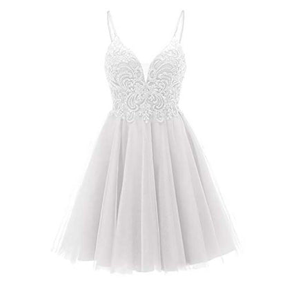Elegant white tulle homecoming dresses for teens with intricate embroidery and a flattering silhouette