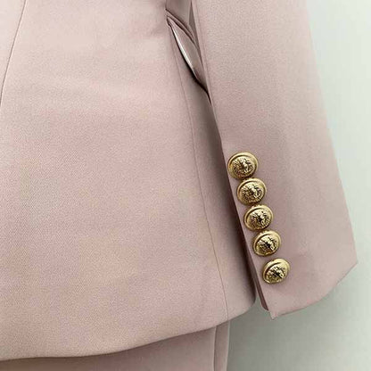 Elegant women two piece set in soft pink, perfect formal pantsuit for wedding guest