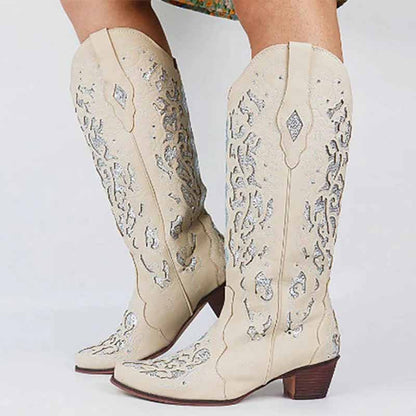 Elegant sd-hk Wedding Boots in White with Intricate Floral Embroidery for Bridal Style