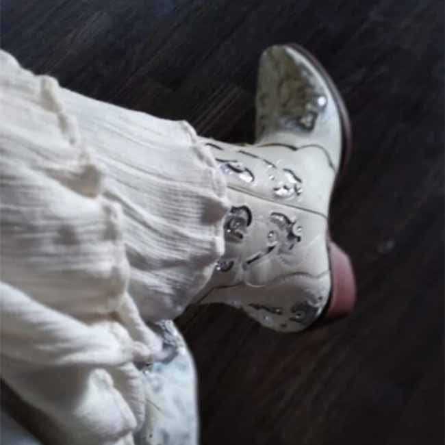 Elegant sd-hk Wedding Boots in White with Intricate Embroidery for Bridal Style