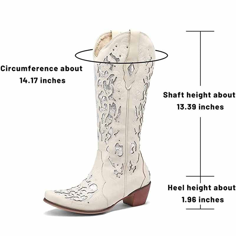 Elegant sd-hk White Wedding Boots with Floral Design and Comfortable 1.96-inch Heel Height