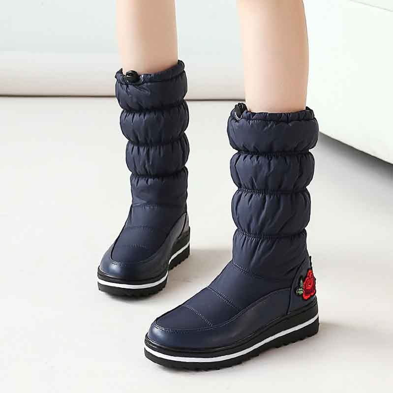 Tucomosi waterproof womens snow boots in navy blue for stylish winter protection