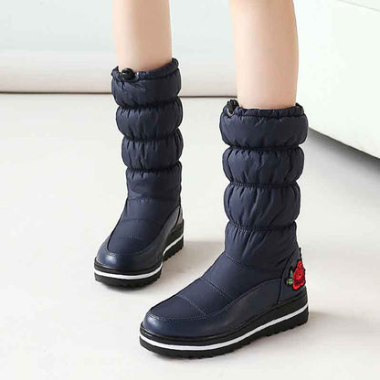 Tucomosi waterproof womens snow boots in navy blue for stylish winter protection
