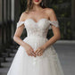 Lace Train Wedding Dress for Bride Aline Applique Bride Dress