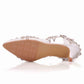 Pointed Toe Bridal Prince Shoes Rhinestone Low Heels Wedding Shoes