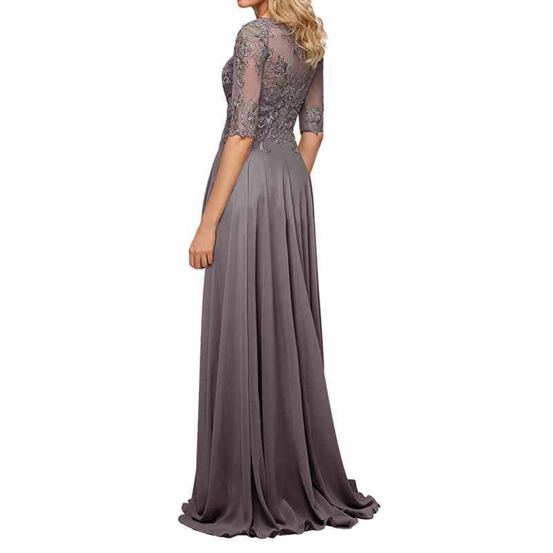 Chiffon Lace Bridesmaid Dress Half Sleeves Mother of the Bride Wedding Guest Dress