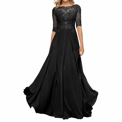 Chiffon Lace Bridesmaid Dress Half Sleeves Mother of the Bride Wedding Guest Dress