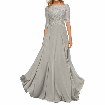 Chiffon Lace Bridesmaid Dress Half Sleeves Mother of the Bride Wedding Guest Dress