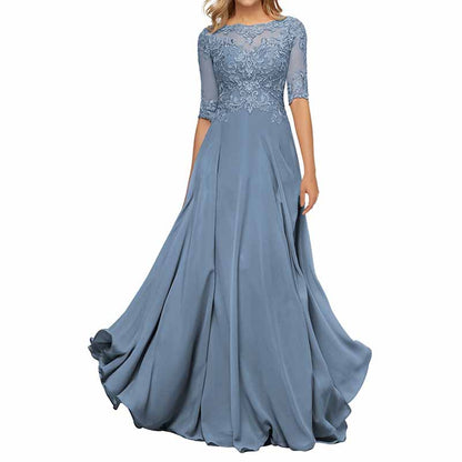 Chiffon Lace Bridesmaid Dress Half Sleeves Mother of the Bride Wedding Guest Dress