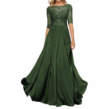 Chiffon Lace Bridesmaid Dress Half Sleeves Mother of the Bride Wedding Guest Dress