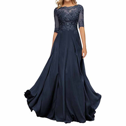Chiffon Lace Bridesmaid Dress Half Sleeves Mother of the Bride Wedding Guest Dress