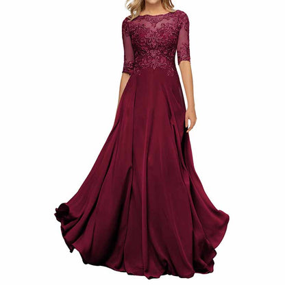 Chiffon Lace Bridesmaid Dress Half Sleeves Mother of the Bride Wedding Guest Dress
