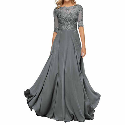 Chiffon Lace Bridesmaid Dress Half Sleeves Mother of the Bride Wedding Guest Dress