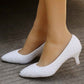 Women Pumps Thin Heels Pointed Toe Shoes Pearls Wedding Bridal Princess Shoes