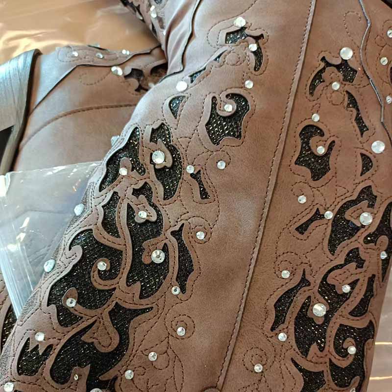 Elegant white glitter wedding boots with intricate detailing for the perfect bridal look