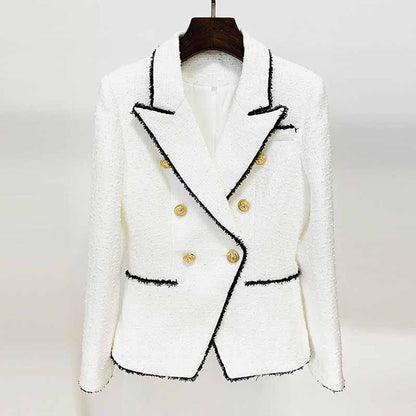 Womens White Blazer Fitted Long Sleeve Outwear Coat