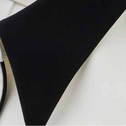 Women's Black Collar Fitted White Blazer Jacket