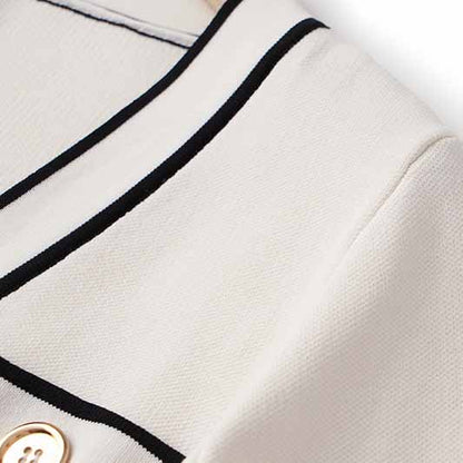 Women's Rib Knit Tie Waist Midi Dress White Knit Cardigan