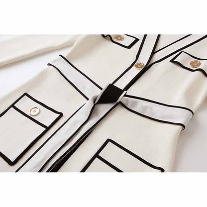 Women's Rib Knit Tie Waist Midi Dress White Knit Cardigan