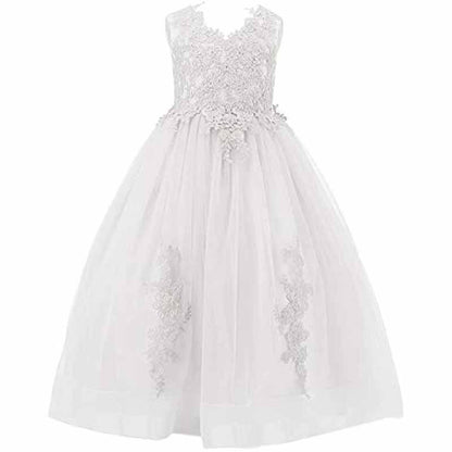 Flower Girl Dress Kids Lace Applique Pageant Ball Gown Prom Dresses