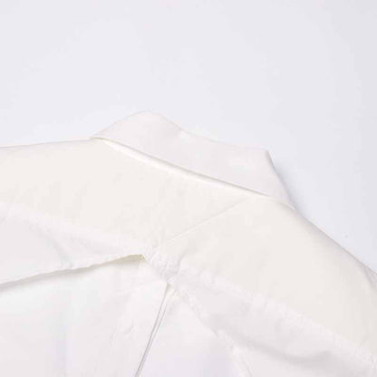 Women White Shirt Blouse Backless Long Sleeves Top