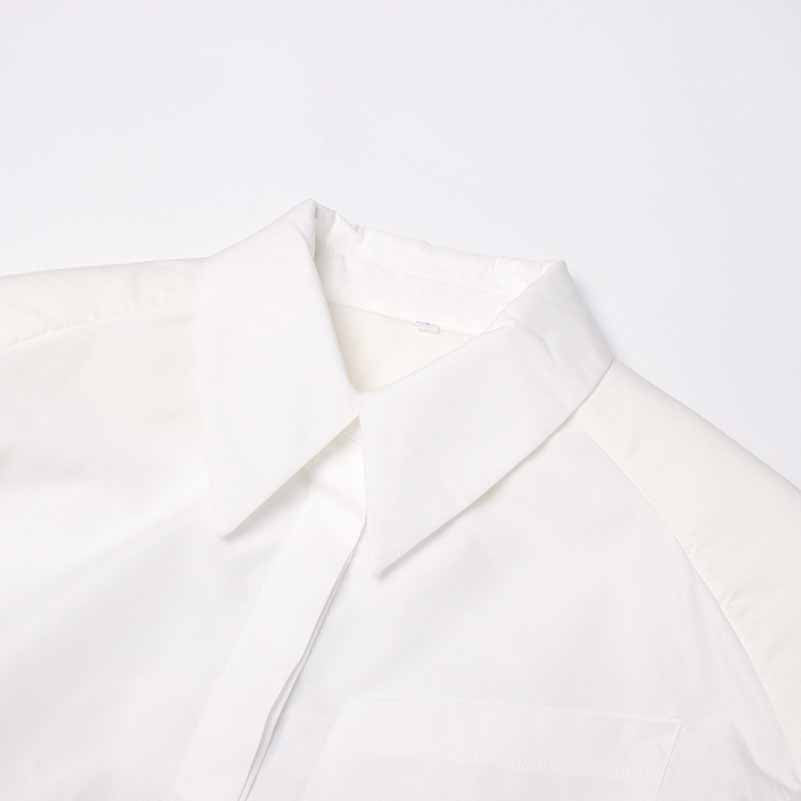 Women White Shirt Blouse Backless Long Sleeves Top