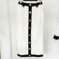 White and Black Denim Two Piece Suits for Women White Blazer With Midi Skirt