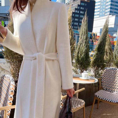 Womens Long Winter Coats Outfits Woolen Coatdress for Wedding Bride Wind-breaker