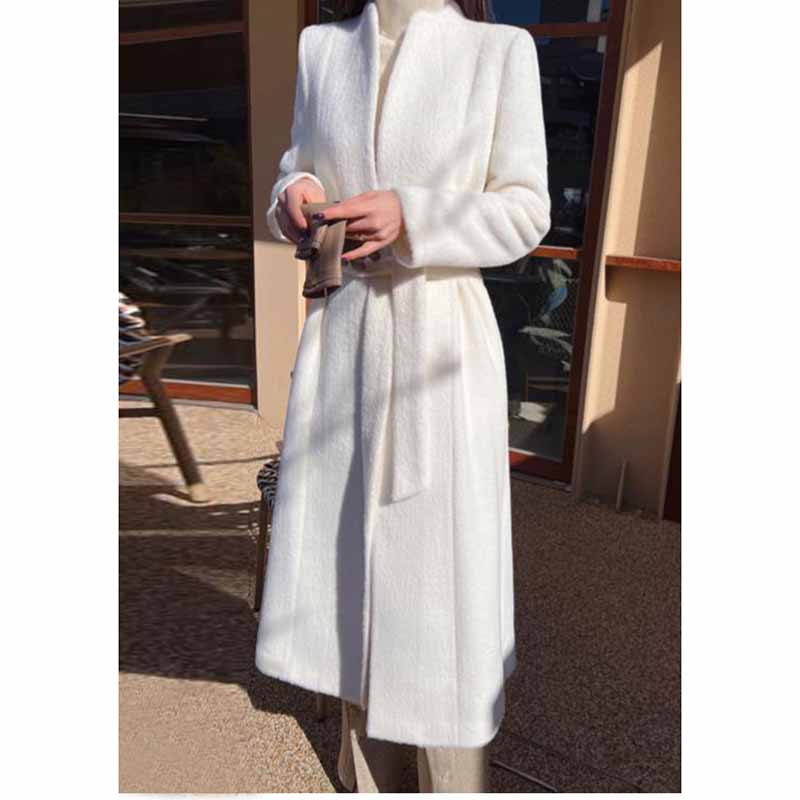 Womens Long Winter Coats Outfits Woolen Coatdress for Wedding Bride Wind-breaker