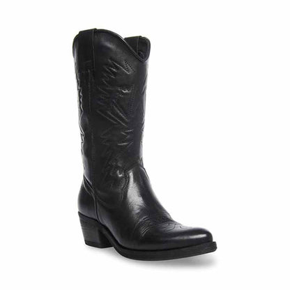 Stylish women's embroidered cowboy boots featuring intricate stitching and a classic design