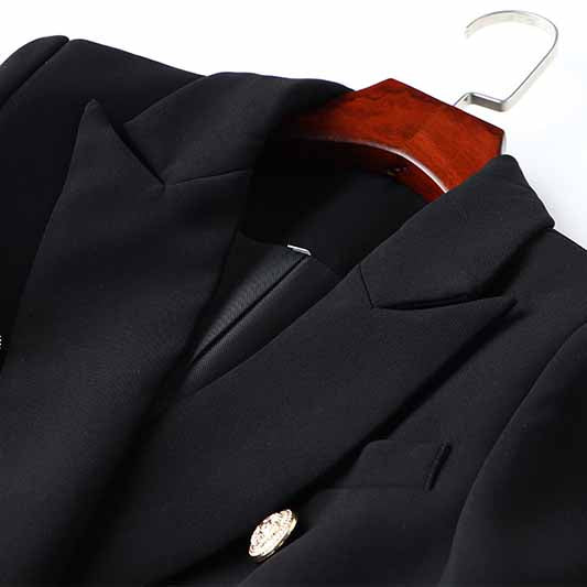 Women's Luxury Fitted Blazer Golden Lion Buttons Coat Jacket in Black,White
